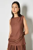 Apricot Side Knot Detail High Neck Top