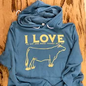 “I Love Cows” Hoodie – Heather Deep Teal Color