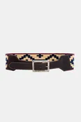 Woven Pampa Belt With Leather Cinch and Red Trim