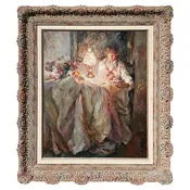 "A Quiet Evening" oil painting by Jose Royo — Bradbury Art & Antiques