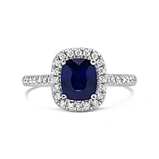 Cushion Blue Sapphire Halo Ring
