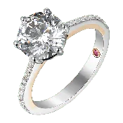 14K “Unavelo” Two Tone Diamond Engagement Ring, 6 Prong
