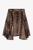 Asymmetrischer Seidenrock mit Leo-Print