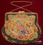 Victorian Floral Pattern Petit Point Purse