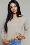 Allie Crew Neck Long Sleeve Tee - Heather Ash