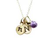 14k Gold Personalized Tiny Dot Necklace with Gemstones by Emily Rosenfeld