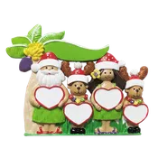 244: Tropical Santa Family of 4 Tabletop Ornament