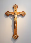 23.2" Crucifix, Budded Cross, 5 Holy Land Essences (Stone Resin Corpus)