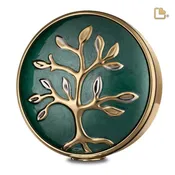 A1100   Tree of Love Standard Adult Urn Pearl Green & Pol Gold