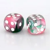 12 piece Pip D6s - Pink and Green Pearlescent