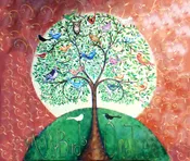 Art Print Many Birds One Tree