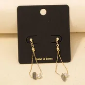 Stone + Pearl Chain Dangle Earrings