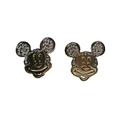 14kt Two-Tone Mickey Mouse Cartoon 13mm Stud Earrings