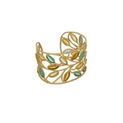 18K Gold Finish Bronze Sage Cuff Bracelet: Multi