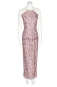 Alessandra Rich Ivory and Purple Lace Overlay Long Dress SZ 42