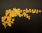10" x 5.5" Gold Iron-On Embroidered Floral Patch Applique - Pack of 12