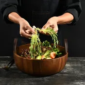 Large Wooden Salad Bowl, 12″ Acacia Wood Bowl, Eco Friendly Housewarming Gift with Gift Bag
