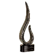 15" Black & Gold Curve Art Glass