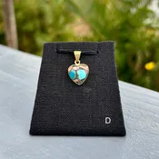 14kt Gold Plated Lālani Black Coral Composite Heart Pendant