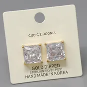 12 MM Cubic Zirconia Square Stud Earrings