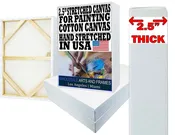 12x16 Artist Painting Canvas Stretched Canvas for Painting Bulk Pack of 5, Value Pack, 2.5" Extra Deep Professional Cotton Canvas Boards,Gallery Wrapped,Triple Primed,Acid Free, Heavy Duty,Wholesale Art Supplies,Studio & School,Hand Stretched in USA