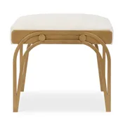 Astoria Antique Brushed Brass Accent Bench | Modern Iron Frame with Textured Light Cream Cushion (24 in. W x 22 in. H x 16 in. D)