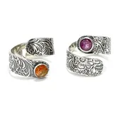 Adjustable Floral Wrap Ring - Choose Gemstone