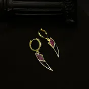 Black and Red Cubic Zirconia Dagger Drop Earrings