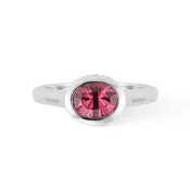 1.35ct Pink Oval Tourmaline & Diamond Horizontal East West Ring