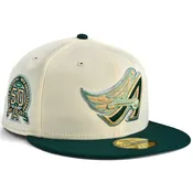 Anaheim Angels 🇲🇽🥃 CENTENARIO 🥃🇲🇽"Colección Tierra Y Libertad" New Era 59Fifty Fitted Hat - Chrome White / Dark Green