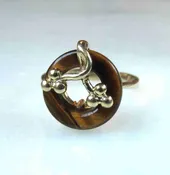 10K Yellow Gold Tiger’s Eye Spinner Ladies Ring ETC11217