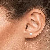 0.69 Carat Princess Cut Diamond Stud Earrings in White Gold