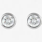 Bezel Set Solitaire Round Stud Earrings