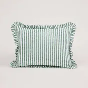Block Printed Ruffle Cushion Cover in Bengal Stripe by Craft Boat
