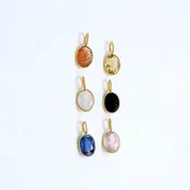 Black Onyx 14K Gold Oval Charm 6×8 mm
