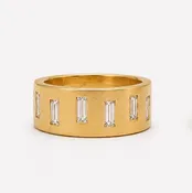 Astor Baguette Diamond Band in 20K Peach Gold- 8mm