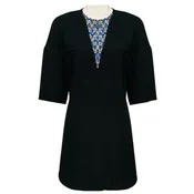 3.1 Phillip Lim Black Rhinestone Embellished Short Sleeved Crepe Mini Dress