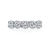 14K White Gold Five Stone Round Diamond Shared Prong Band, 1.65ct H-I, SI3