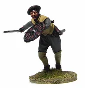 40mm Border Reivers Willie Maxwell on Foot Running, Sword, Targe & Pistol, Bonnet Over Metal Scull Cap - Available to Order