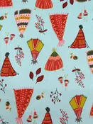 Powder Blue/Burnt Red/Olive/Multi Cotton/Lycra Wild Camping Print Stretch Sateen Bottom Weight Woven 58W
