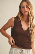 Bubble-Textured Sleeveless Jersery Top