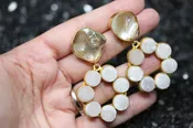 WearableArt MoP and Druzy Statement Earrings-GTLE051