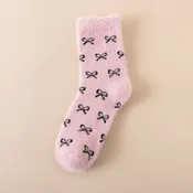 Bow Fluffy Home Plush Socks