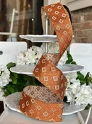 2.5" wide, jacquard diamond floral orange/copper -SOLD BY THE YARD