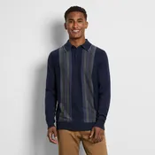 Essential Vertical Stripe Long Sleeve Sweater Polo