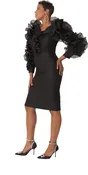 Black Ruffle Sleeve Cocktail Dress – Dramatic Evening Look – 9765
