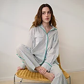 Airy Cotton Piped Button Down