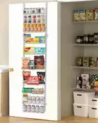10-Tier Over the Door Pantry Organizer, Heavy-Duty Steel Hanging Spice Rack, Adjustable Shelves for Kitchen, White