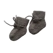 Hand Knit Organic Baby Booties - Slate, 0-6m