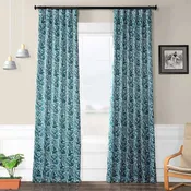 Abstract Teal Room Darkening Curtain
